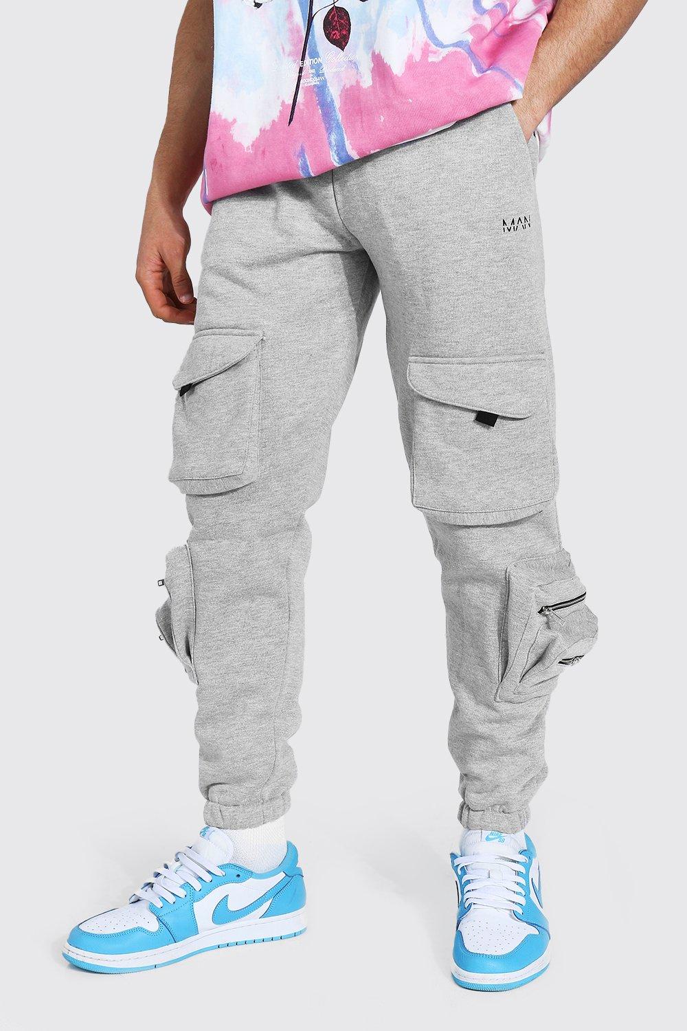 Boohooman grey 2025 cargo joggers